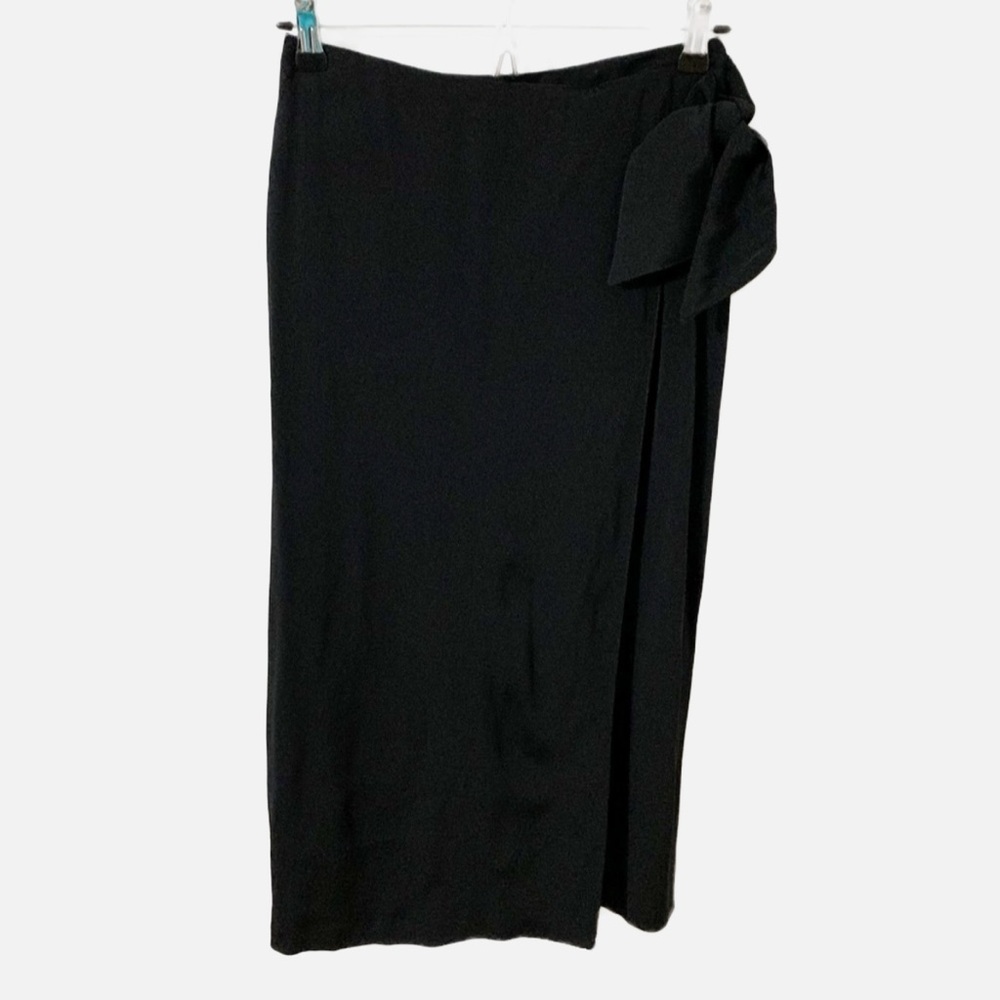 Vintage Liz Claiborne Fully Lined Midi Length Wrap Style Skirt Tie Bow Detail